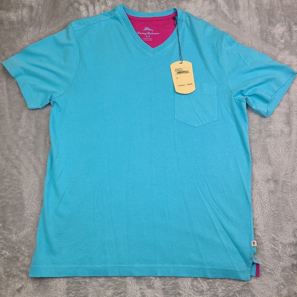 Tommy Bahama Men's‎ River Blue New Bali Skyline V-Neck Pocket T-Shirt Small